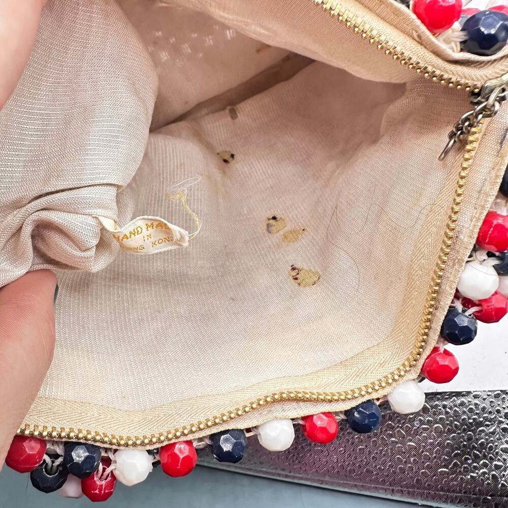 Vintage Red White & Blue Beaded Mini Bag made in Hong Kong - Picture 12 of 12